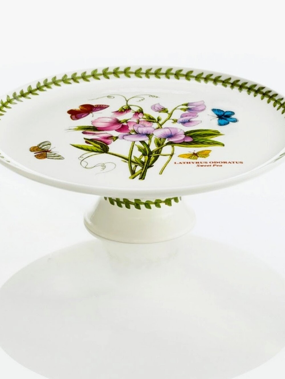 Portmeirion Botanic Garden Floral Butterfly Footed Cake Plate/Stand In Box, EUC - Picture 7 of 7